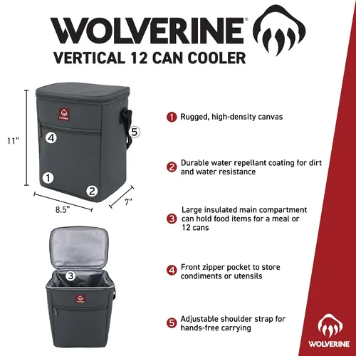 Vista 2 de Wolverine Bolsa térmica para 24 latas Aislada Reutilizable Resistente Resistente al agua Sitio de trabajo Exterior Viaje Maletereo