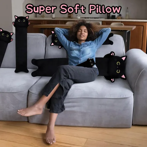 Vista 2 de Almohada de felpa de gato de 22.5 pulgadas de largo, animal de peluche de gato largo, almohada gigante para abrazar para niños y adultos, peluche