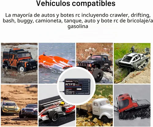 Vista 6 de Radiolink R7FG - Receptor de giroscopio de 7 canales, 2.4 GHz, telemetría integrada, control de largo alcance para RC coche, barco, transmisor