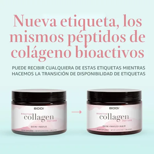 Vista 2 de BODi Péptidos de colágeno bioactivos en polvo, colágeno tipo I y III para la salud de la piel, cabello y uñas, suplemento sin gluten para mujeres