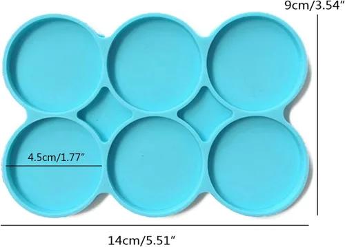 Vista 6 de Moldes redondos grandes de silicona de 6 cavidades, moldes de resina de disco, paquete de 6 moldes multiusos antiadherentes
