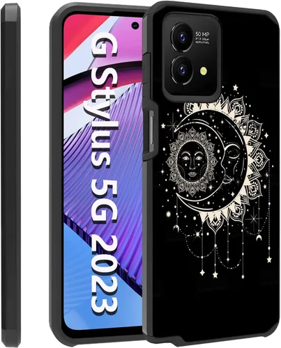 Vista 16 de Funda para Moto G Stylus 5G 2023, resistente 2 en 1 de doble capa híbrida de policarbonato duro y silicona suave a prueba de golpes, funda