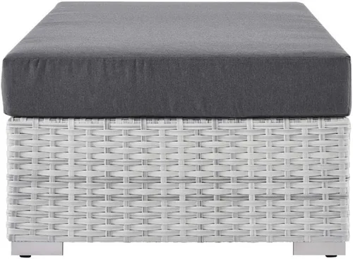 Vista 5 de Modway Convene - Otomana rectangular de mimbre para patio al aire libre, color gris claro