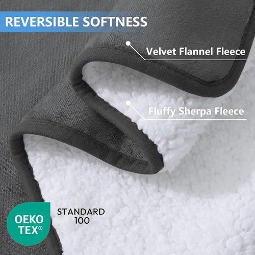 Vista 2 de Smiry Manta de cama impermeable para perro, manta a prueba de fugas para cama y sofá, reversible, de forro polar sherpa, funda protectora de muebles