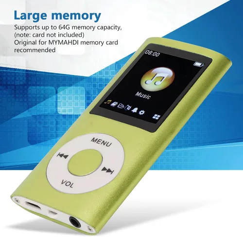 Vista 4 de Reproductor de MP3, reproductor con pantalla LCD de 1.8 pulgadas, mini puerto USB, grabadora de voz digital clásica delgada con radio FM, altavoz