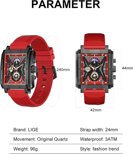Vista 7 de LIGE Relojes para hombre automáticos de cuero cronógrafo impermeable de acero inoxidable analógico cuarzo reloj de pulsera casual de negocios