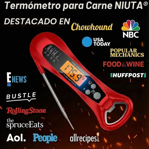Vista 7 de Therm Pro® Chef - Termómetro digital para carne, lectura instantánea de 1 segundo, certificado NIST® con precisión de ± 0.5 ℉, pantalla LED ultra