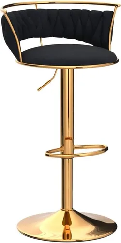 Vista 5 de DUOMAY Juego de 2 taburetes de bar giratorios modernos, taburetes de bar de terciopelo de altura ajustable con respaldo bajo para isla de Negro