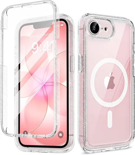 Vista 159 de Miracase - Funda magnética para iPhone 13 Pro Max de 6.7 pulgadas (compatible con MagSafe), transparente, completo, protector de pantalla de vidrio