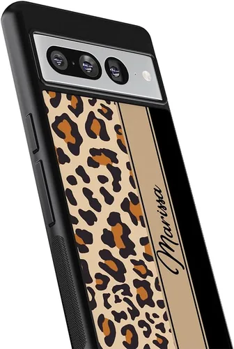 Vista 2 de Funda de goma negra personalizada de piel de leopardo marrón y negro compatible con Google Pixel 10, 10 Pro, 10 Pro XL, 9a, 9 Pro, Pixel 9, Pixel 9