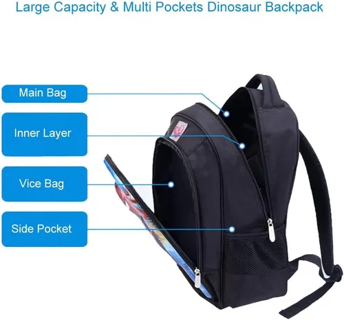 Vista 4 de MATMO Mochila de fútbol para niños, mochila con estampado de fútbol, mochila escolar con patrón de fútbol, Mochila 23-4, dibujos animados