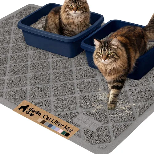 Vista 22 de GORILLA GRIP Tapete para caja de arena para gatos, resistente al agua, respaldo texturizado, fácil de limpiar, menos residuos y suelos limpios, 17 x
