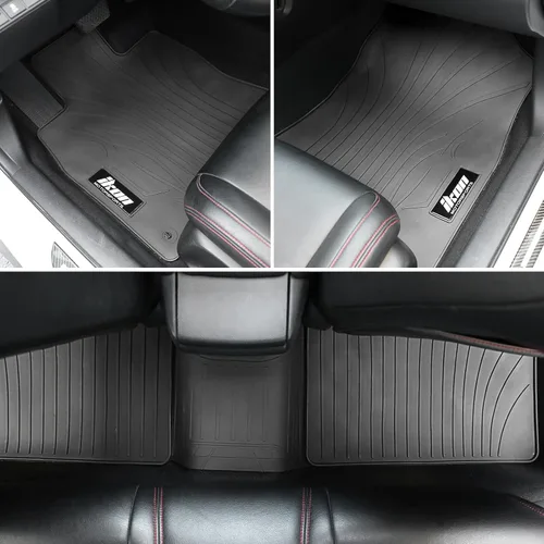 Vista 3 de IKON MOTORSPORTS, Alfombrillas de piso de ajuste personalizado compatibles con Dodge Charger Chrysler 300 RWD 2011-2023, látex de goma gris/gris