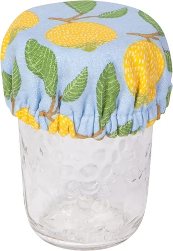 Vista 6 de Now Designs Lemons Save It - Juego de 3 fundas reutilizables de algodón para tazones y tarros de 3.5 pulgadas, 4.5 pulgadas y 6.5 pulgadas