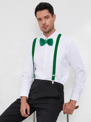 Vista 30 de habibee Color sólido para hombre en forma de Y con clips fuertes tirantes ajustables