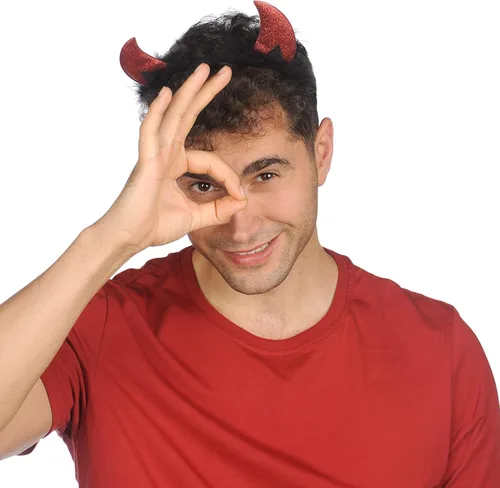 Vista 5 de Funcredible Devil Horns Headband Glitter Devil Ears Headband Devil Costume Accessory Halloween Accessories