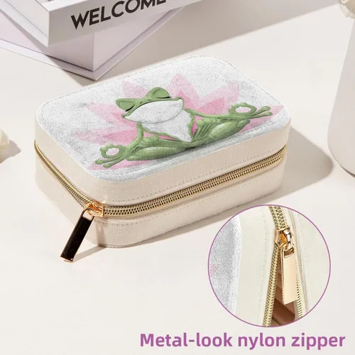 Vista 6 de Mini joyero de viaje personalizado organizador estuche de almacenamiento para mujeres rana yoga meditación
