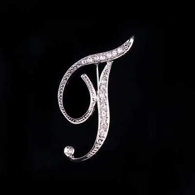 Vista 5 de LONG TIANTIAN 2 broches con iniciales, delicados broches de diamantes de imitación del alfabeto, broche de diamantes de imitación con inicial