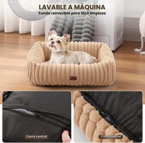 Vista 5 de Cama lavable para perros pequeños y medianos, cama rectangular ortopédica de forro polar de pana para mascotas con funda extraíble y parte inferior