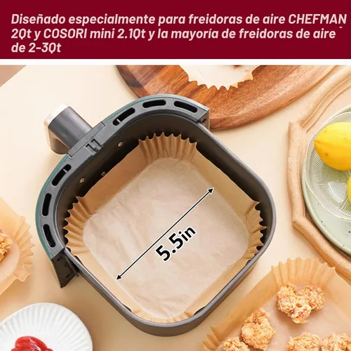 Vista 2 de Revestimientos para freidora de aire CHEFMAN de 2 cuartos de galón, mini forros para freidora de aire desechables para freidora de aire para Cosori