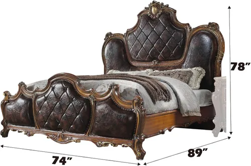 Vista 3 de Acme Cama Queen Picardy en PU y roble cereza