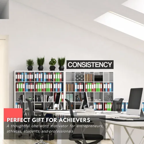 Vista 3 de My Vinyl Story - Adhesivo motivacional para pared, con texto en inglés "Consistency", decoración de vinilo para afirmación positiva, hogar, oficina