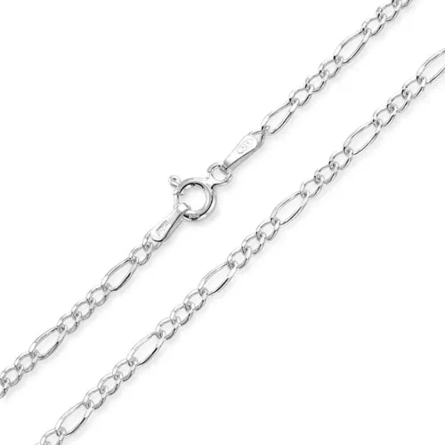 Vista 3 de Verona Jewelers Collar de plata de ley 0.079in sólido Figaro Link cadena 925 Figaro cadena, collar de Think