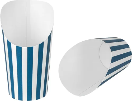 Vista 19 de Restaurantware Bio Tek - Recipientes de papas fritas de 12 onzas, 100 tazas desechables de charcutería, diseño inclinado, redondo, a rayas