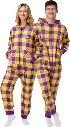 Vista 46 de FOCO Unisex NFL Team Logo Pajamas One Piece Onesie Patrón feo navideño