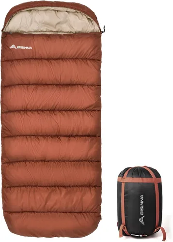 Vista 9 de BISINNA Saco de dormir XXL (90.55 x 39.37 pulgadas) para adultos grandes y altos, 3-4 estaciones, tamaño grande, cálido y cómodo, impermeable