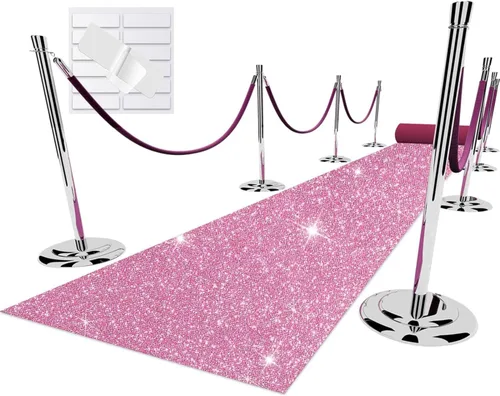 Vista 9 de EZLucky Alfombra negra con purpurina para fiesta, 2.46 x 15 pies, tela no tejida con purpurina de 200 GSM, alfombra negra Hollywood para eventos