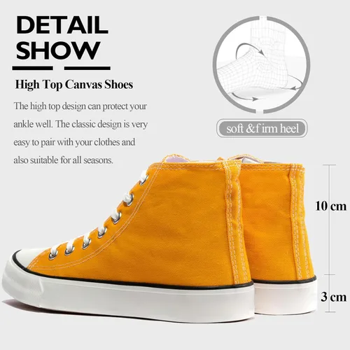 Vista 4 de LUMUBBY Zapatos de lona para mujeres y hombres, tenis de lona con cordones, tenis de lona a la moda, zapatos clásicos casuales para caminar, cómodos