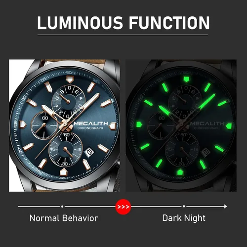 Vista 3 de MEGALITH Wrist Watches for Men Luxury Dress Silver Stainless Steel Chronograph Watch Waterproof - Gift for Husband Father at Birthday Anniversary