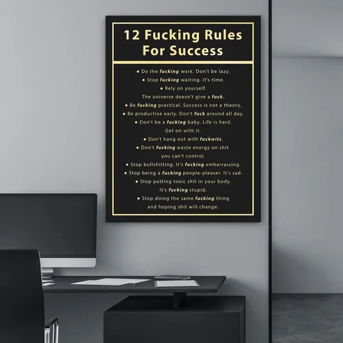 Vista 3 de NATVVA Póster inspirador de 12 reglas para el éxito, con cita motivacional, decoración de pared, lienzo, impresiones artísticas, pintura, obras