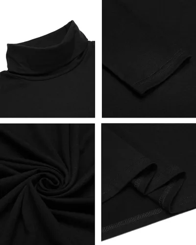 Vista 6 de COOFANDY Camisetas casuales de cuello alto para hombre, ligeras, básicas, de algodón