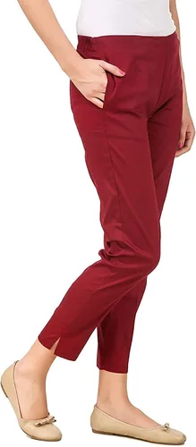 Vista 8 de ladyline Pantalones rectos elásticos de algodón para mujer, cierre elástico, un bolsillo Negro
