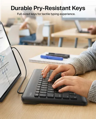 Vista 3 de Belkin Teclado con cable para Apple iPad con cable Lightning, funciona con Apple iPad, iPad Pro, iPad Mini, modelos iPad Air con puerto Lightning