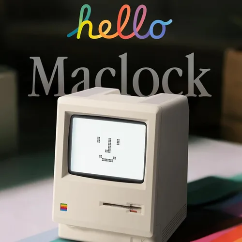 Vista 2 de ANTPO Maclock WB-8 Reloj Despertador Retro de Píxeles, Reloj Digital Electrónico Estilo Computadora de los 80s de 1984 con Pantalla LCD, Reloj