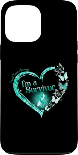 Vista 24 de Teal Ribbon Butterfly Cervical Cancer I'm A Survivor Case for iPhone 17