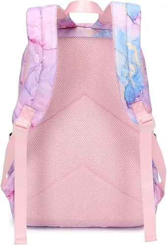 Vista 3 de Createy Mochilas de mármol ligeras resistentes al agua para niñas adolescentes mochila escolar con bolsa de almuerzo