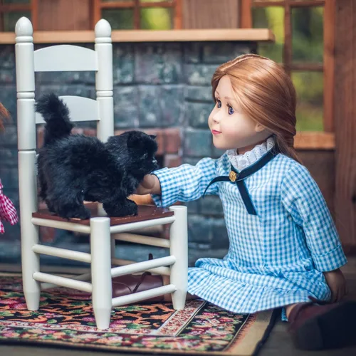 Vista 3 de The Queen's Treasures Ropa de muñeca de 18 pulgadas, Little House on The Prairie Auténtica Laura & Mary Ingalls traje de vestido azul a cuadros