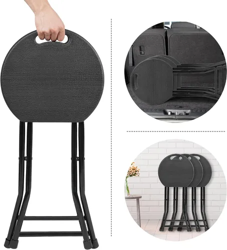 Vista 7 de COOZMENT Taburete plegable con asa, silla plegable, taburete de bar plegable con pies antideslizantes, capacidad de 600 libras, taburete plegable