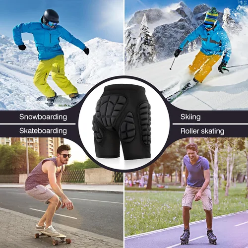Vista 5 de TOMSHOO 3D Hip Protective Snowboard Butt Pads Impact Shorts Tailbone Protection Crash Pants for Skiing Skateboarding, Men Women