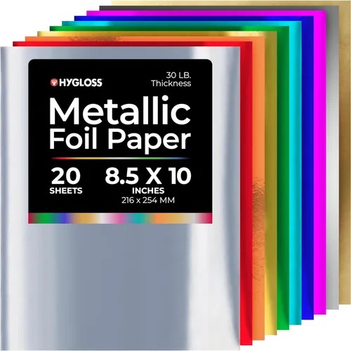 Vista 10 de Hygloss Papel Metálico - 288 Hojas 8 Colores Surtidos de Papel Metálico - 8.5x10 Pulgadas - Papel Metálico Ideal para Manualidades - Hojas de Papel