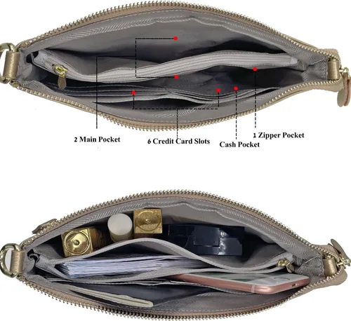 Vista 5 de Beurlike Cartera de cuero para mujer, bolso cruzado pequeño para teléfono