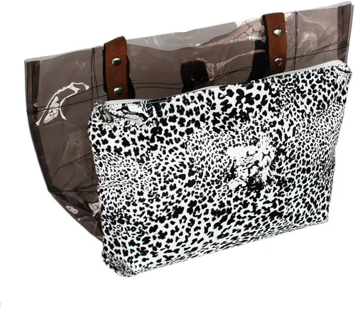 Vista 2 de Gris de la suerte Leopardo doble asa cuero bolso bolso bolso estilo casual, Gris