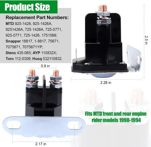 Vista 4 de dh Solenoide de arranque compatible con MTD Cub Cadet 725-1426 925-1426A Wsry