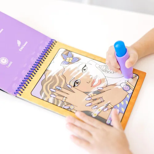 Vista 6 de Melissa & Doug On the Go Water Wow! Almohadilla reutilizable para actividades de revelación de agua, maquillaje y manicura