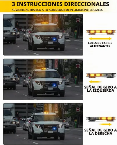 Vista 5 de LUMENIX - Barra de luz estroboscópica de emergencia LED ámbar blanca con controlador