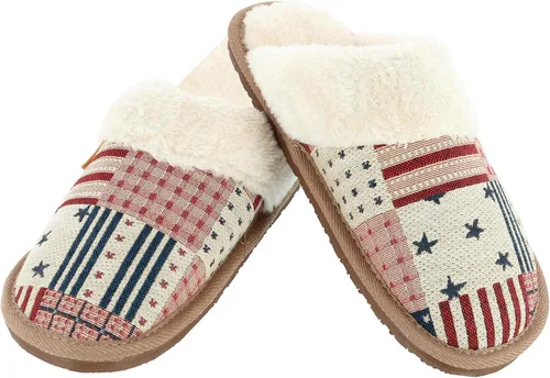 Vista 2 de Sienna Americana - Pantuflas con estampado de retazos para mujer
